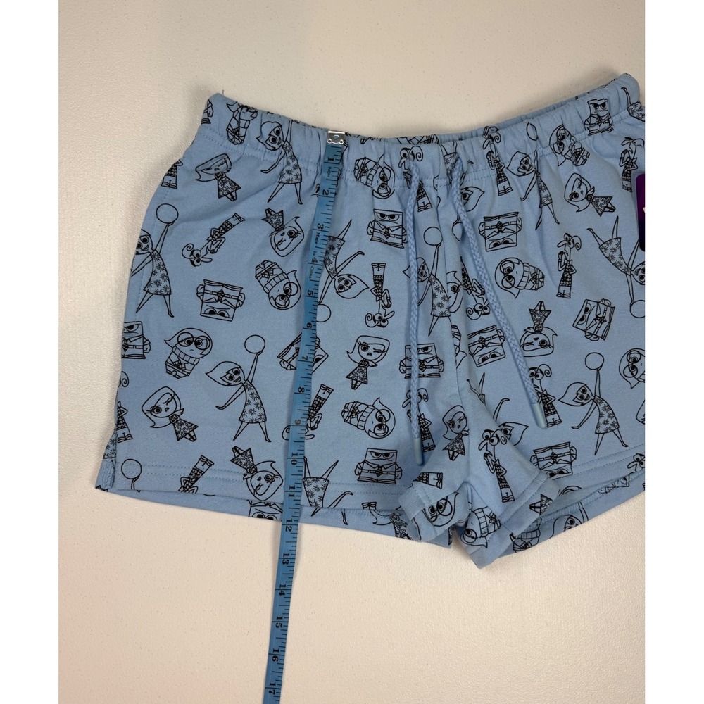 Disney Pixar Inside Out 2 Sweat Shorts Womens Large Blue Fleece Lounge Pockets - Picture 4 of 8